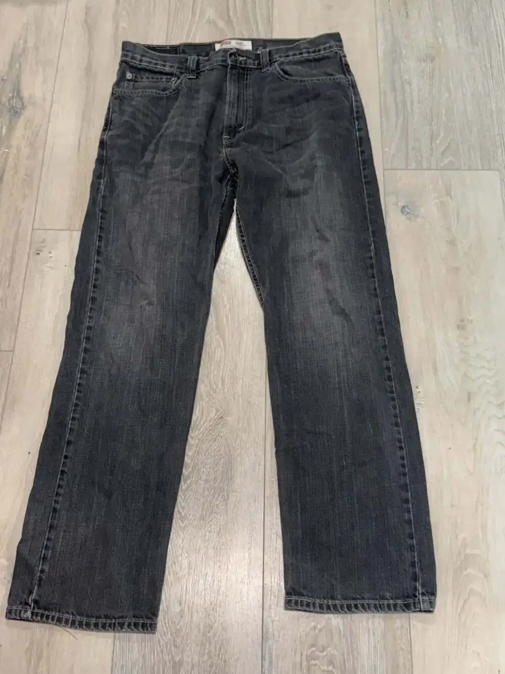 Levi's 505 Straight Fit Black Denim Jeans 34x32